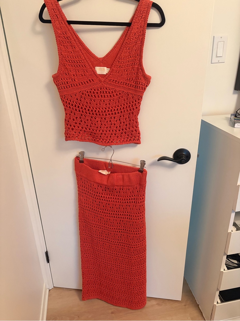 Crochet Two-Piece Tank & Skirt Set - Red